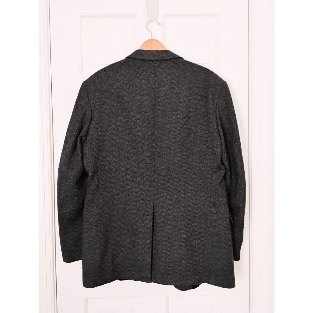 Vintage Robert Stock Blazer Mens 44L Brown Herringbone 100% Wool Sport Coat - Picture 2 of 9